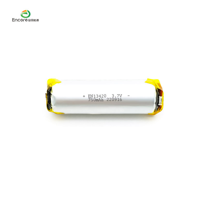 13420 750mAh Cylindriskt 3,7v lipobatteri