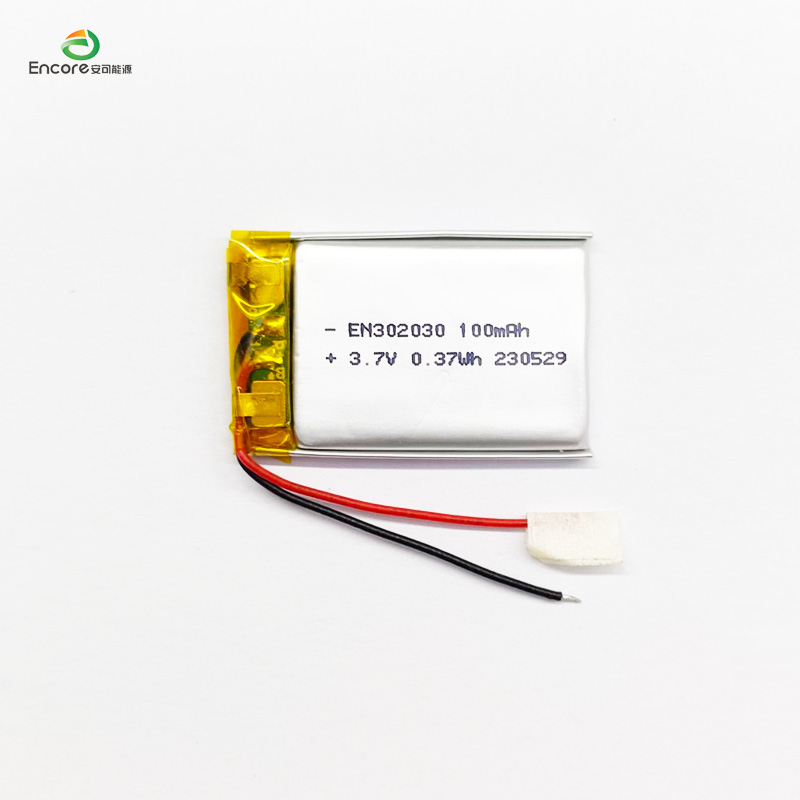 3,7V uppladdningsbart 100mah batteri